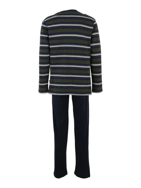 CECEBA Pijama lungă bleumarin / kaki alb