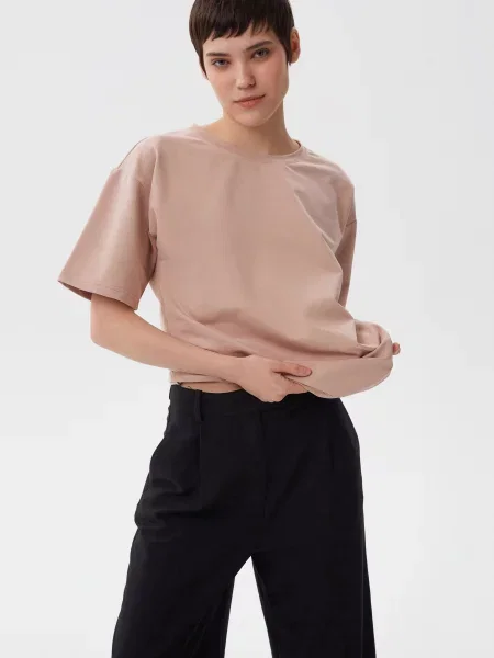 Футболка Estro бавовна/поліестер/еластан бежевий