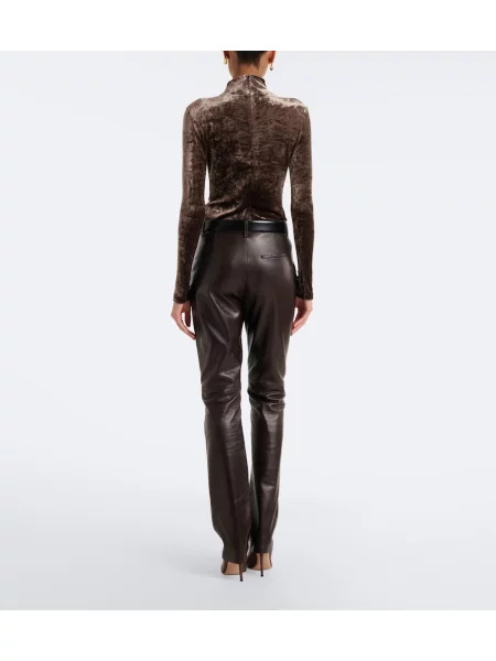 Usnjene hlače Ralph Lauren Collection rjava