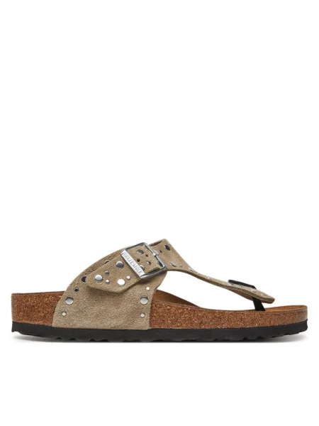 Șlapi Birkenstock din piele gri