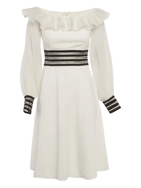 Rochie maxi Zayan cu volane lungă de costum alb