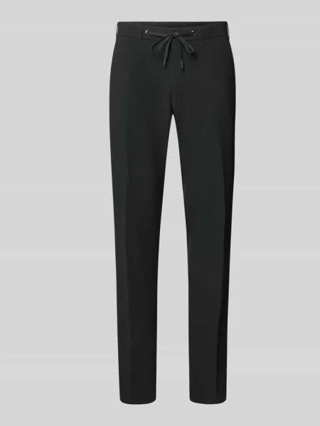 Spodnie w kroju slim fit ze ściągaczem w pasie Digel czarne