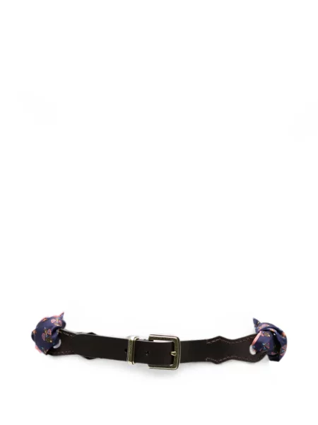Curea Etro din piele cu imagine cu model paisley albastru