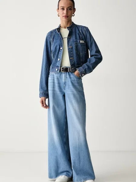 Calvin Klein Jeans bunda dámska rifľová modrá