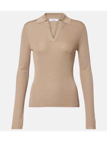 Top Max Mara de mătase bej