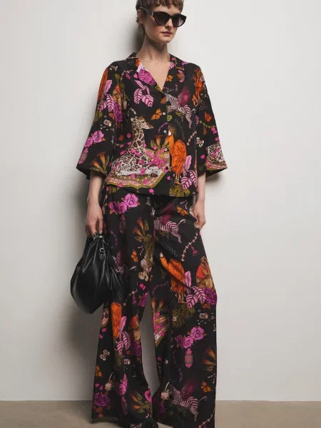 Medicine spodnie wide leg z lyocellem czarne