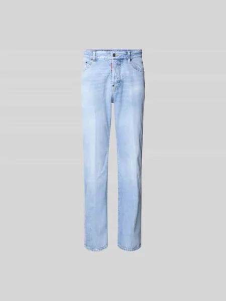Jeansy o kroju straight fit z naszywką z logo Dsquared2 niebieskie