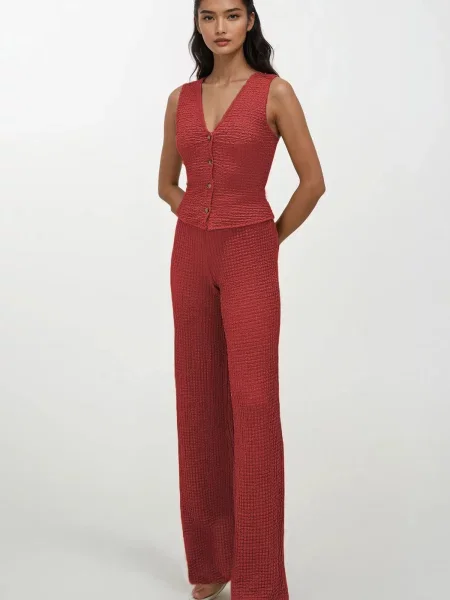 Trend Alaçatı Stili Costum cu pantaloni ruginiu roșu