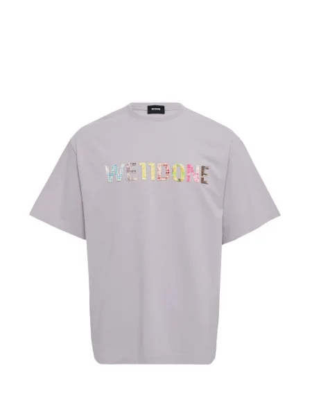 Tricou We11done în carouri cu autograf gri