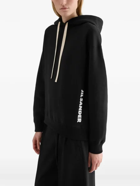 Hanorac cu glugă Jil Sander cu imagine negru
