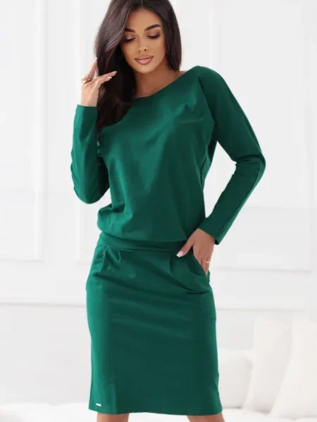 Rochie maxi Numoco lungă de costum verde