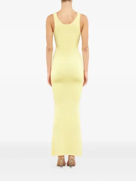 Rochie maxi Asta Resort cu decolteu în U de costum galben