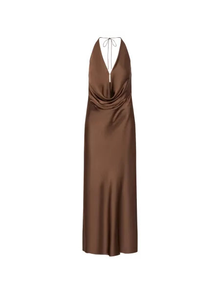 Maxi rochie maxi Rotate Birger Christensen cu gât halter de costum maro