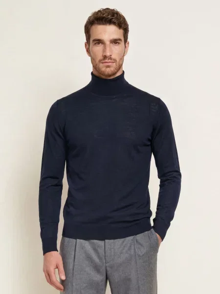 John Smedley Rolák Z Merino Vlny tmavě modrá