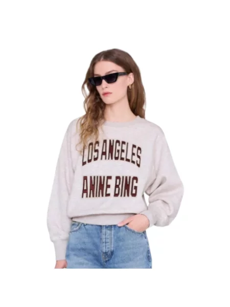 Anine Bing Bluzy Kobieta Szary L Harry Shrunken Sweatshirt beżowa