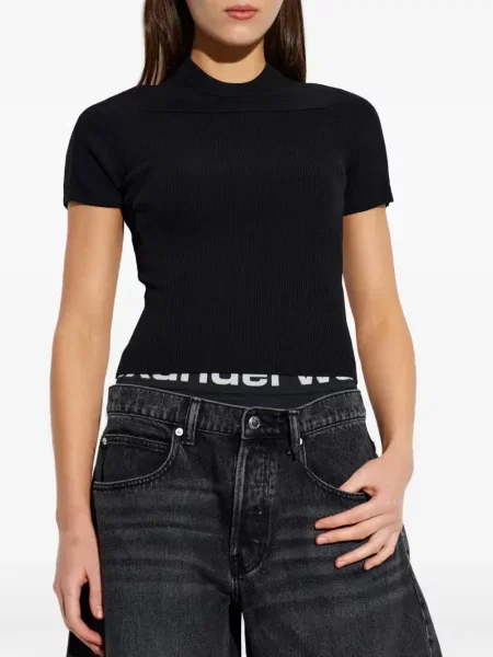 Tricou Alexander Wang cu broderie negru