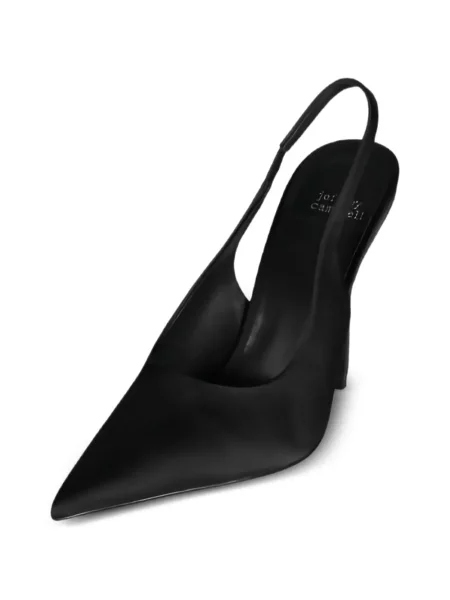 Szatén nyitott sarkú körömcipő Jeffrey Campbell fekete