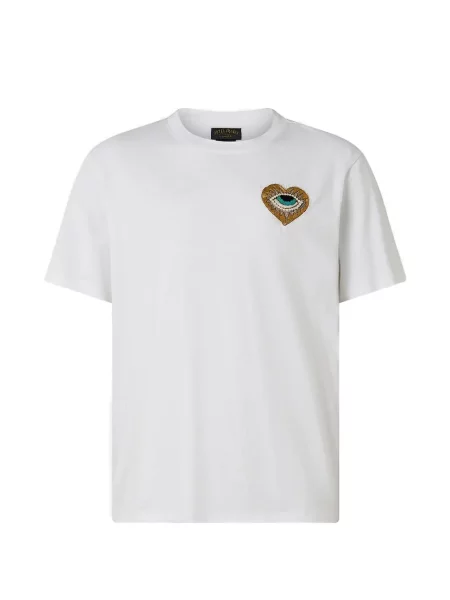 Tricou Camilla cu decolteu rotund cu mărgele alb