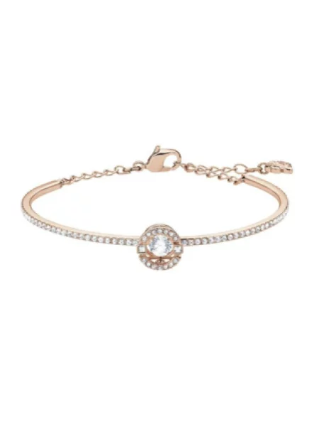 Lniana bransoletka Swarovski różowa