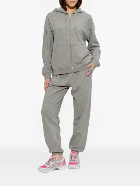 Pantaloni Canada Goose alergare cu autograf gri