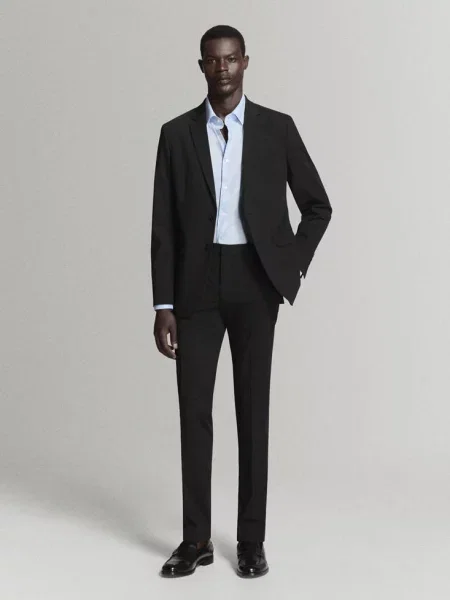Koszula garniturowa super slim fit z bawełny ze stretchem Mężczyzna L MANGO MAN błękitny