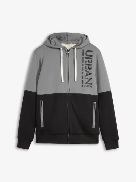 Bluza z ocieplającą podszewką z polaru typu baranek szara