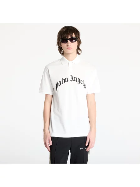 Palm Angels polo de Curved Logo cu imprimeu alb