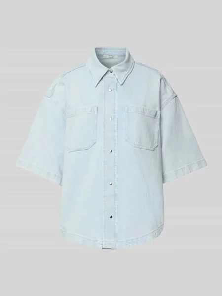 Bluzka jeansowa o kroju regular fit z na piersi model ‘ERICA’ Ivy Oak błękitna