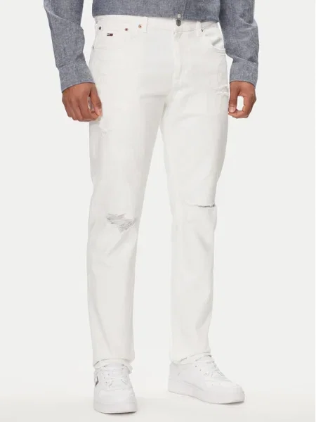 Tommy Jeans Blugi Ryan Straight Fit alb