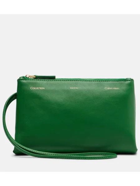 Geantă plic Calvin Klein Collection din piele verde