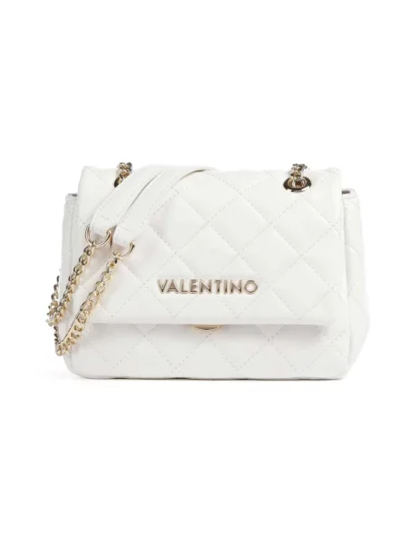 Lniana torebka crossbody Valentino Bags pikowana biała