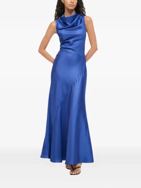 Rochie maxi Staud de mătase de costum albastru