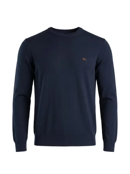 Pulover Harmont & Blaine cu broderie cu decolteu rotund albastru