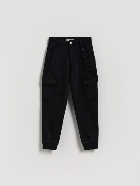 Reserved Kalhoty joggers s řetízkem černý