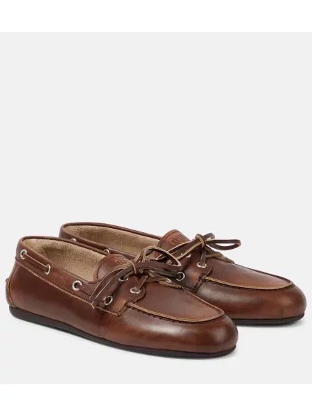 Usnjene loaferke Miu Miu rjava