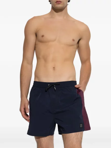 Slip de baie Dsquared2 cu dungi cu autograf albastru