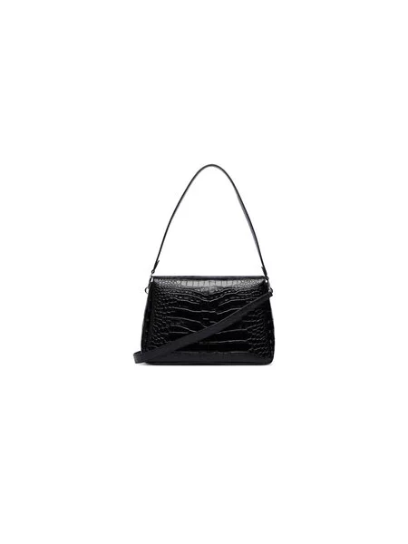 Tory Burch Táska Charlie Embossed Croc Shoulder Bag fekete
