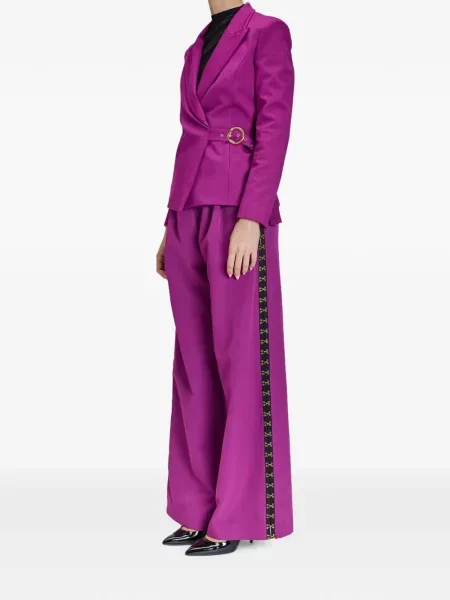 Geacă Just Cavalli cu cataramă cu model piele de șarpe violet
