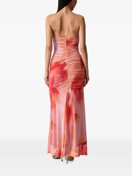 Rochie maxi Bardot cu model floral cu imagine roz