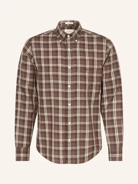 Gant Košile Regular Fit černošedá hnědá
