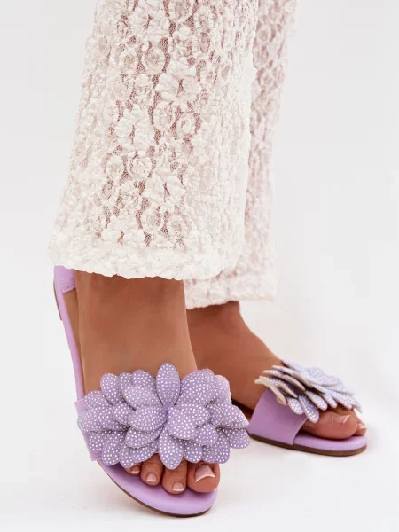 Papuci Boto cu model floral alb