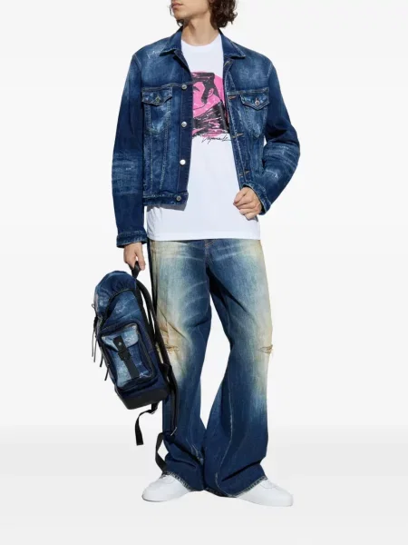 Blugi Dsquared2 cu broderie albastru