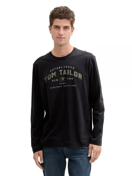 TOM TAILOR Tricou gri / negru alb