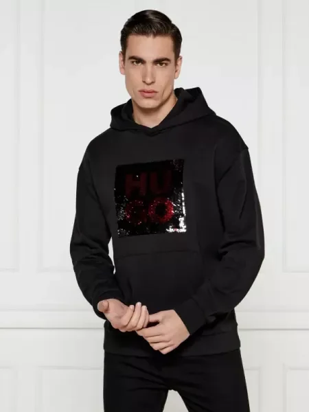 HUGO Pulóver Deseqino | Relaxed fit fekete