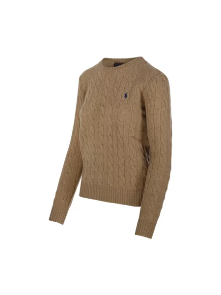 Polo Ralph Lauren Sweter z zawartością kaszmiru Kobiety Kaszmir beżowy jednolity S brązowy