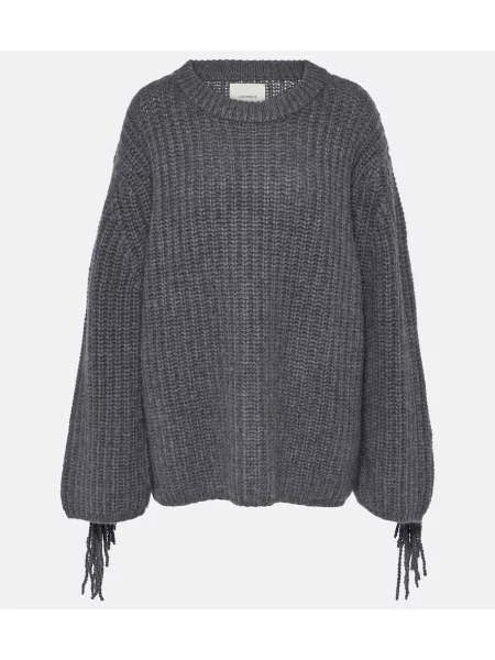 Pulover Lisa Yang cu franjuri din cașmir gri