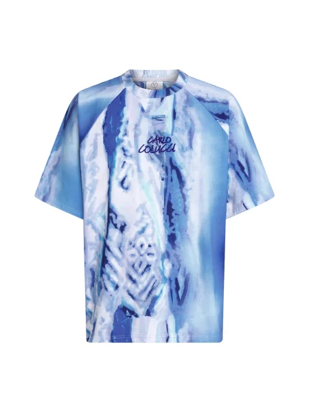 Carlo Colucci Tricou albastru deschis / mov deschis alb