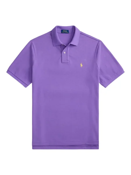 Kratak samt polo majica Polo Ralph Lauren s vezom crna