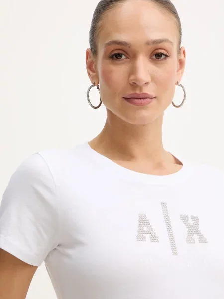 ARMANI EXCHANGE Póló ezüst / átlátszó fehér