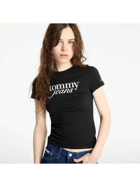 Tommy Jeans T-Shirt Essential Slim Fit μαύρο